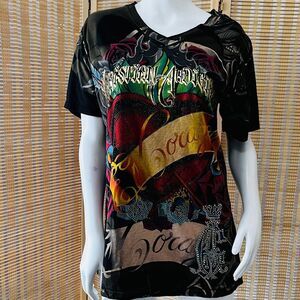 Christian Audigier Y/K Vibrant Graphic Designed Corazon Teeshirt medium